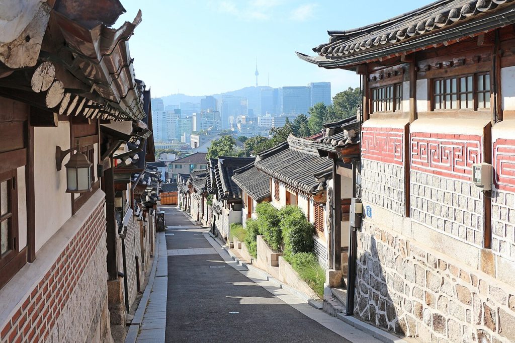 Bukchon Hanok Village traditional tiled-roof houses, Seoul