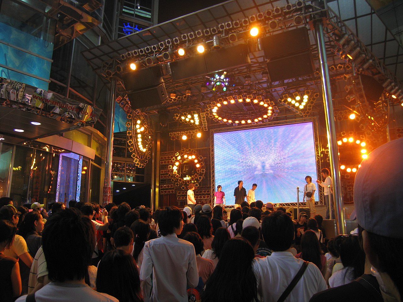 K-pop dance performance at a fan event in Myeongdong, Seoul