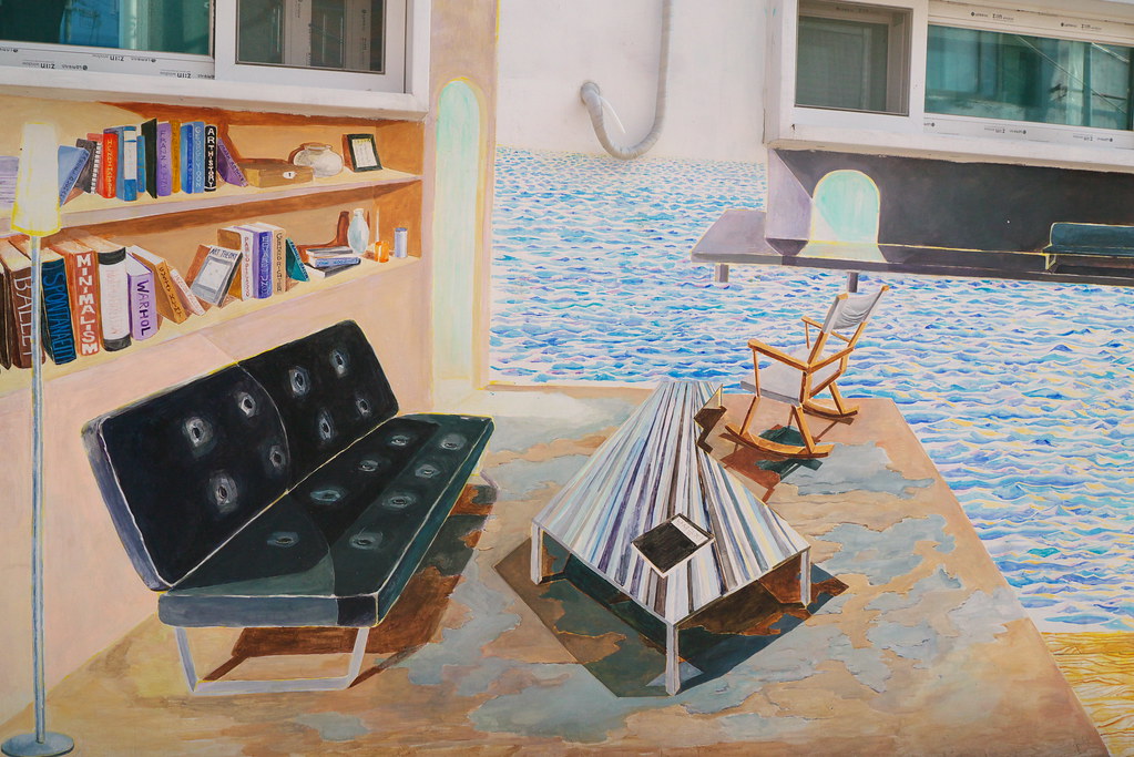 A trompe-loeil mural in Ihwa Mural Village on Naksan western slope