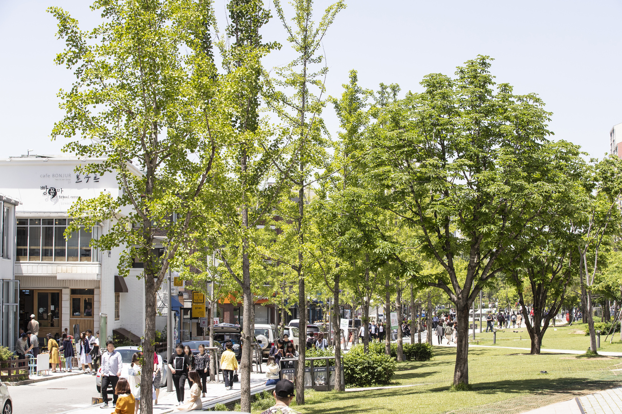 Cafes along Gyeongui Line Forest Park in Yeonnam-dong