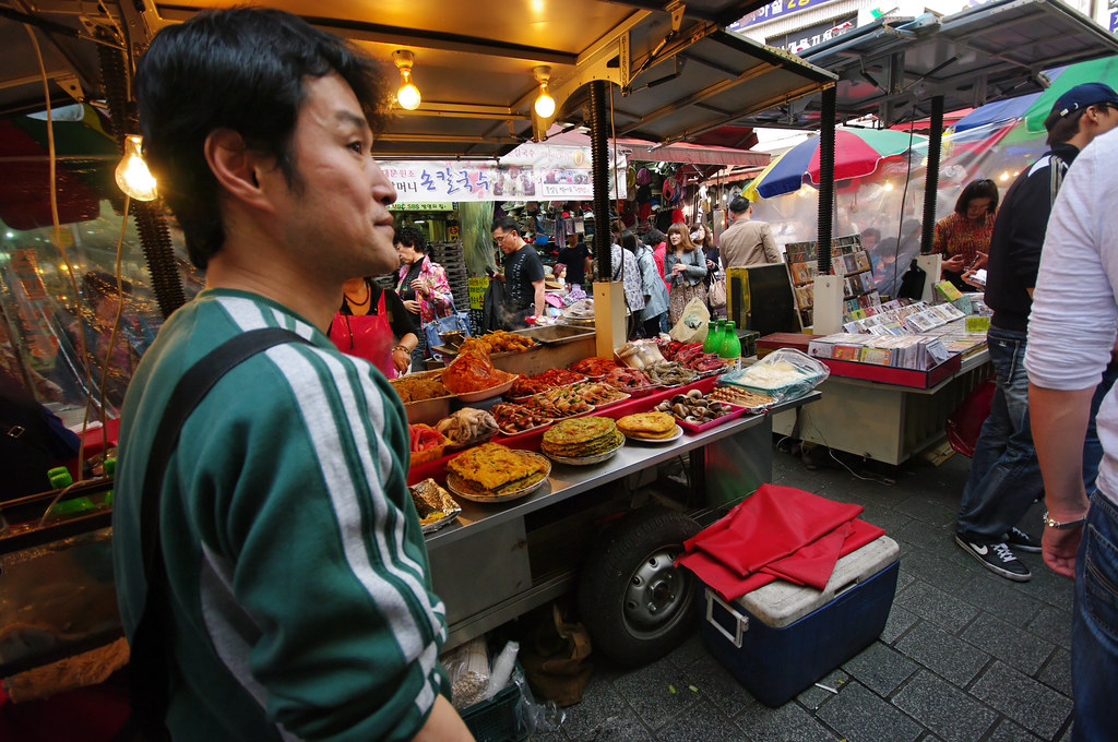 Street food carts at Namdaemun Market in Seoul