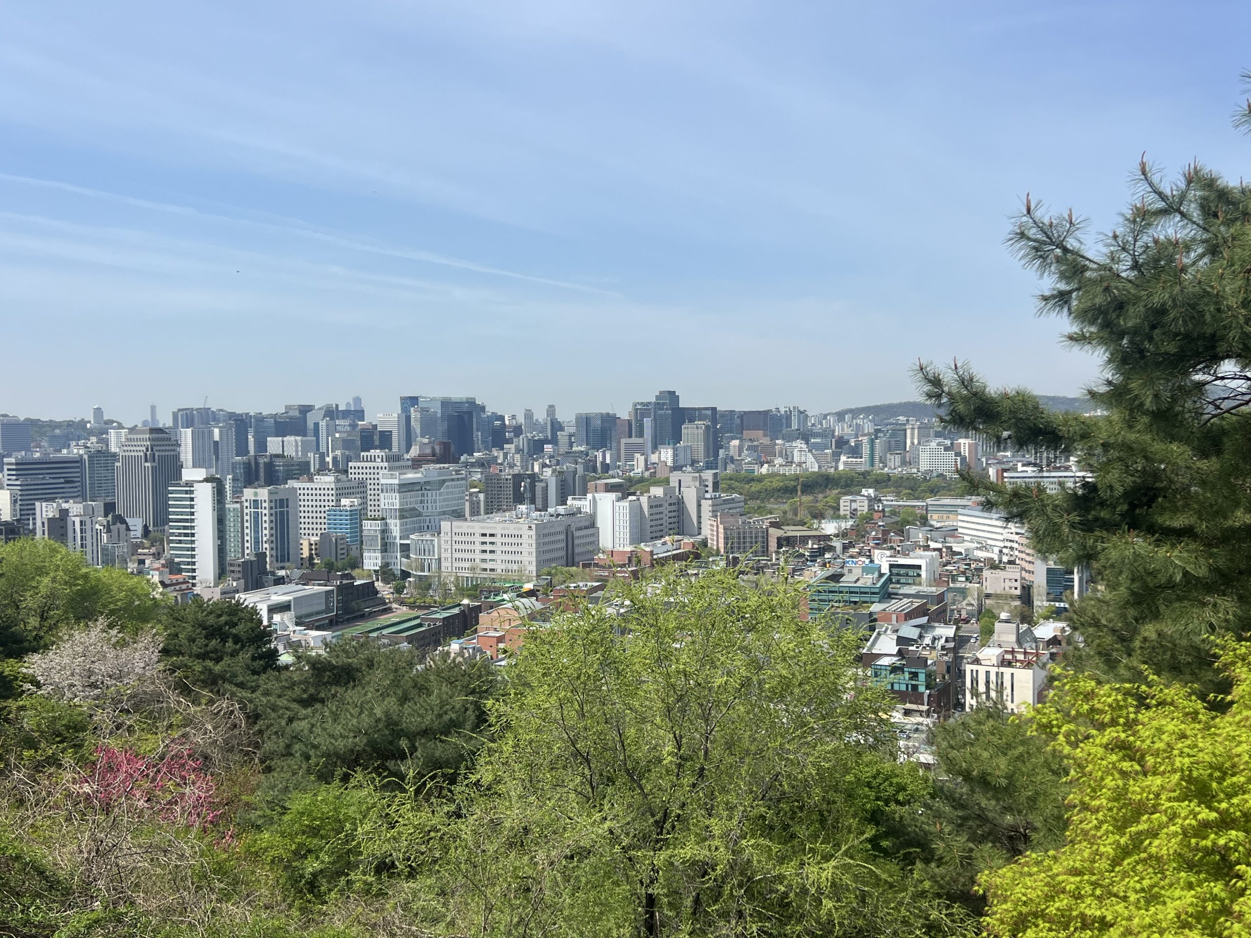 The downtown Seoul skyline seen from the Naksan ridge