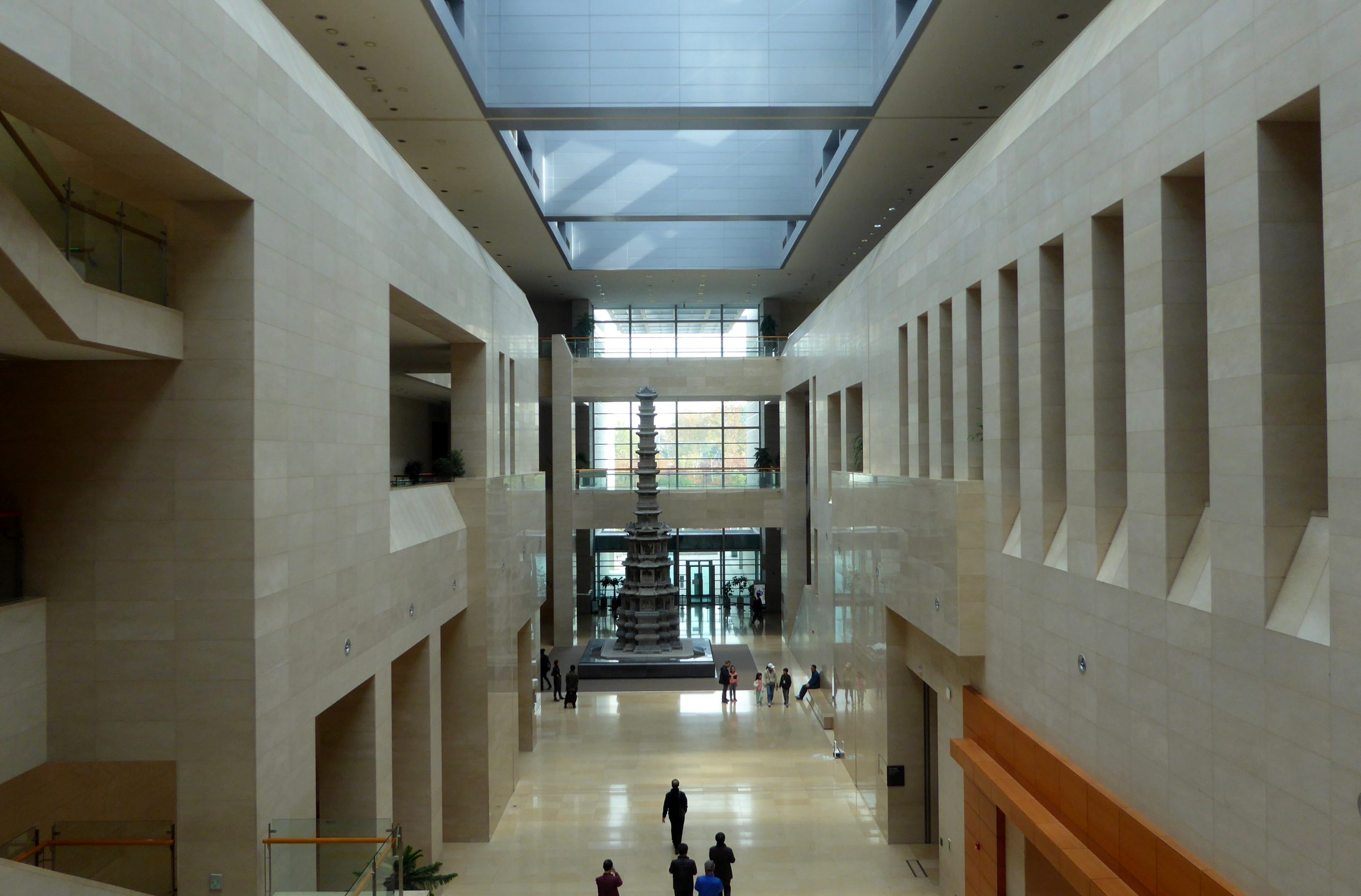 Interior central hall of the National Museum of Korea with the ten-story pagoda