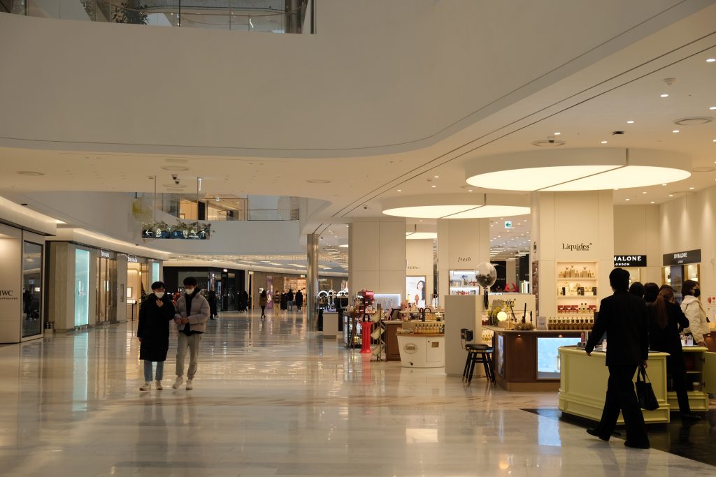 A bright shopping floor inside The Hyundai Seoul department store, Yeouido