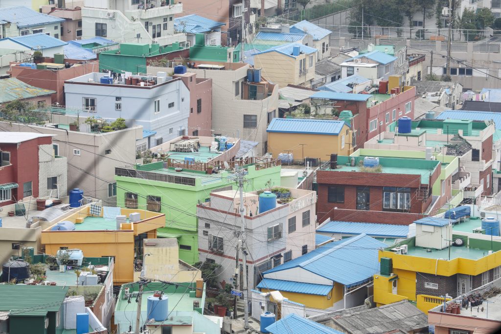 Gamcheon Culture Village pastel terraced houses on the Busan hillside