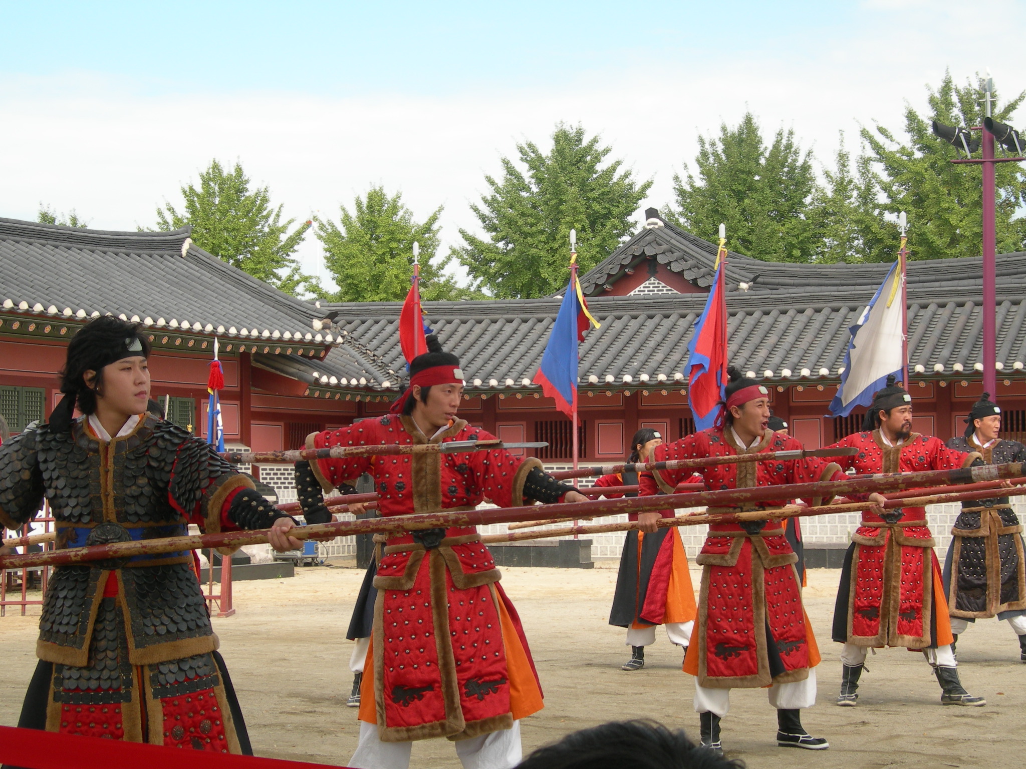 Costumed martial-arts performance at Hwaseong Haenggung palace, Suwon
